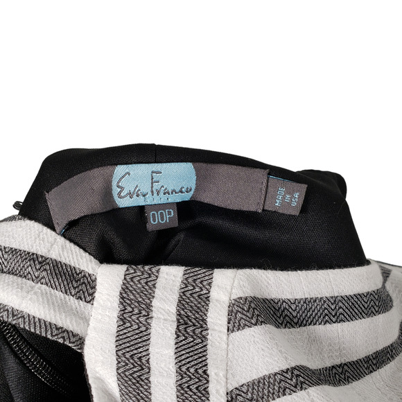 Eva Franco Saybrook Fit & Flare Dress Women 00P Striped Black White USA Cotton - Picture 5 of 12